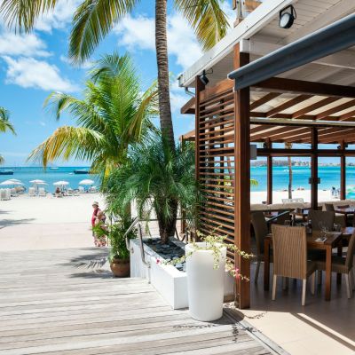 Beach and restaurant